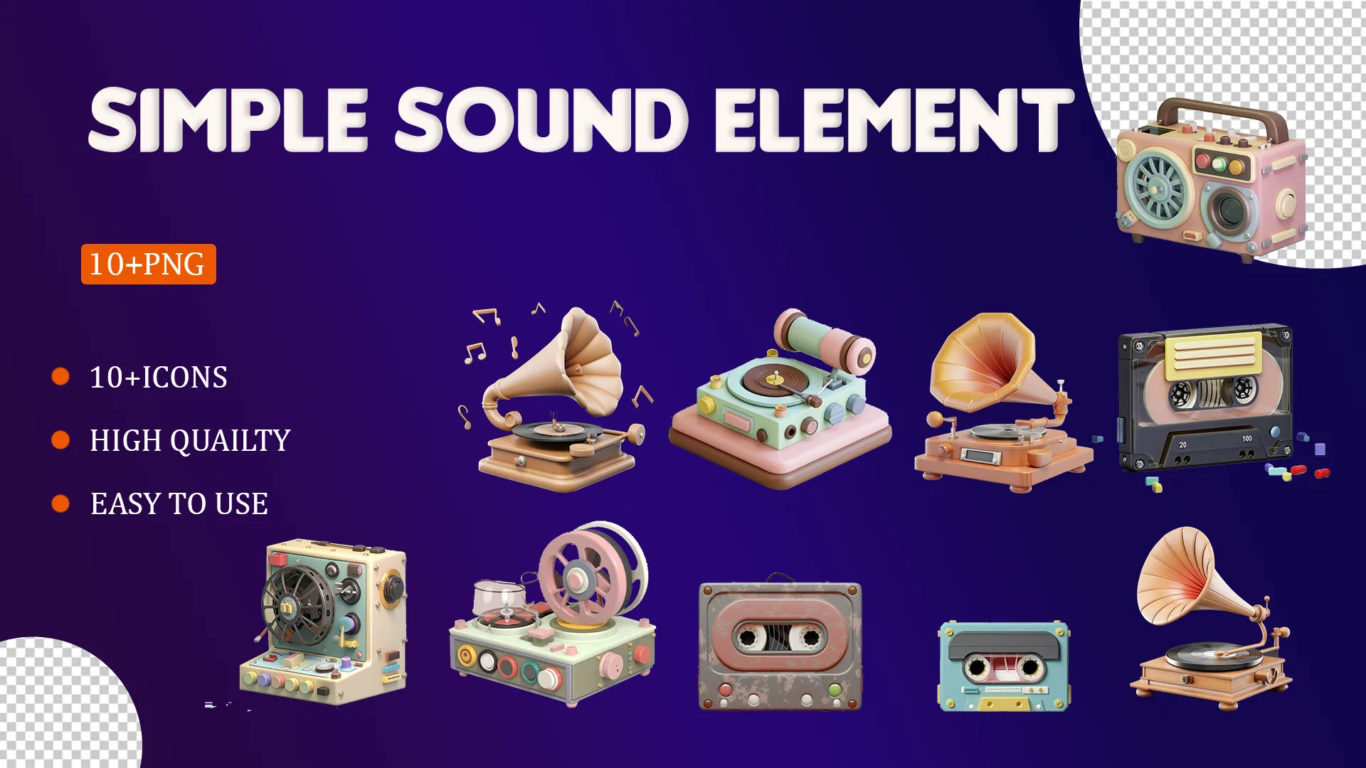 Classic Audio Devices Icon Set 3D Pack